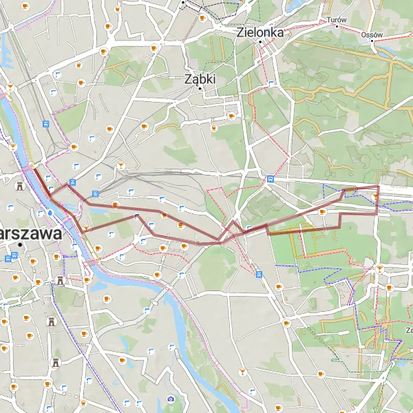 Miniatura mapy "Trasa przez Pragę-Południe i Koneser" - trasy rowerowej w Warszawski stołeczny, Poland. Wygenerowane przez planer tras rowerowych Tarmacs.app
