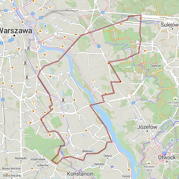 Miniatura mapy "Trasa gravelowa do Obórek" - trasy rowerowej w Warszawski stołeczny, Poland. Wygenerowane przez planer tras rowerowych Tarmacs.app