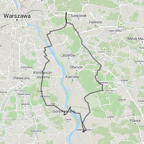 Miniatura mapy "Trasa przez Górę Sobotów i Konstancin-Jeziornę" - trasy rowerowej w Warszawski stołeczny, Poland. Wygenerowane przez planer tras rowerowych Tarmacs.app