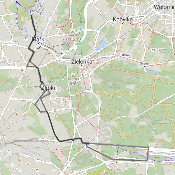 Miniatura mapy "Trasa rowerowa przez Ząbki i Zwałkę" - trasy rowerowej w Warszawski stołeczny, Poland. Wygenerowane przez planer tras rowerowych Tarmacs.app
