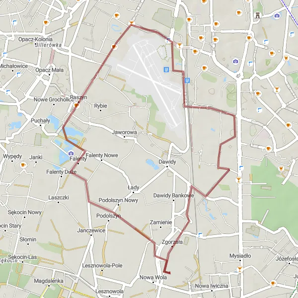 Map miniature of "Fortified Exploration" cycling inspiration in Warszawski stołeczny, Poland. Generated by Tarmacs.app cycling route planner