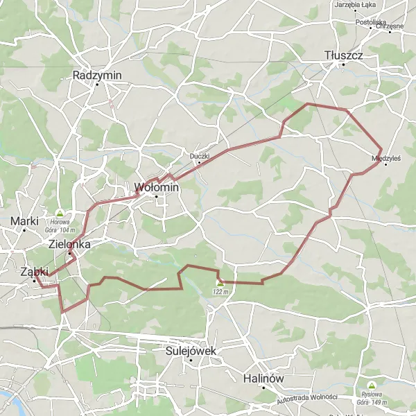 Miniatura mapy "Trasa gruzowa z Ząbek 2" - trasy rowerowej w Warszawski stołeczny, Poland. Wygenerowane przez planer tras rowerowych Tarmacs.app