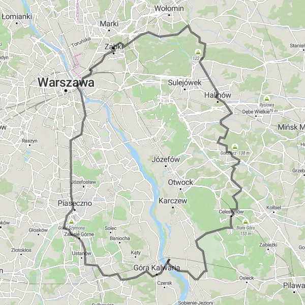 Miniatura mapy "Trasa w okolicach Ząbek" - trasy rowerowej w Warszawski stołeczny, Poland. Wygenerowane przez planer tras rowerowych Tarmacs.app