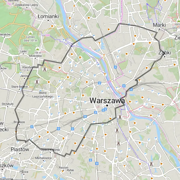 Miniatura mapy "Trasa rowerowa w okolicach Ząbek" - trasy rowerowej w Warszawski stołeczny, Poland. Wygenerowane przez planer tras rowerowych Tarmacs.app