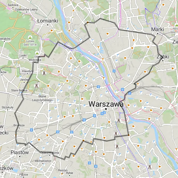 Miniatura mapy "Trasa do Myslewickiego pałacu" - trasy rowerowej w Warszawski stołeczny, Poland. Wygenerowane przez planer tras rowerowych Tarmacs.app