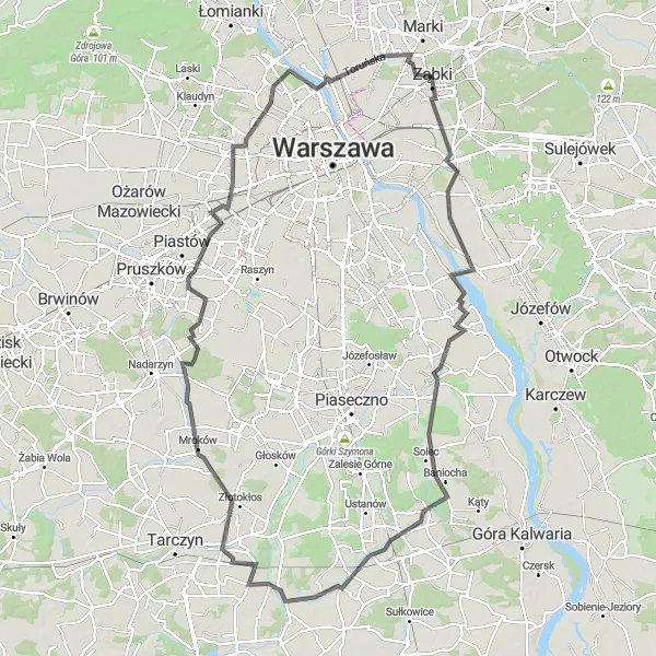 Miniatura mapy "Rowery do Baniochy i Prażmowa" - trasy rowerowej w Warszawski stołeczny, Poland. Wygenerowane przez planer tras rowerowych Tarmacs.app
