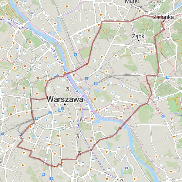 Map miniature of "Wieżyczka-Miejsce dawnej Willi Kazimierza Granzowa-Kopiec Moczydłowski" cycling inspiration in Warszawski stołeczny, Poland. Generated by Tarmacs.app cycling route planner
