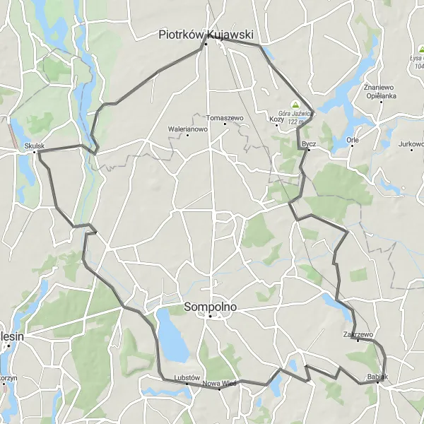 Miniatura mapy "Jazda z Lubstów do Babiaka" - trasy rowerowej w Wielkopolskie, Poland. Wygenerowane przez planer tras rowerowych Tarmacs.app