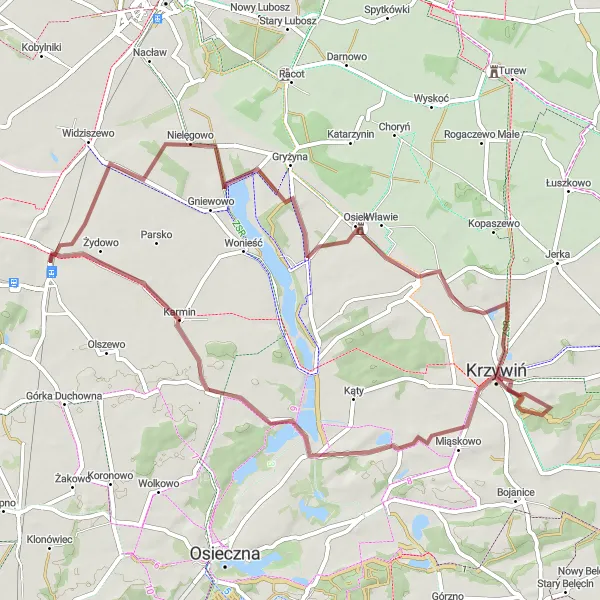 Miniatura mapy "Trasa szutrowa przez Stare Bojanowo" - trasy rowerowej w Wielkopolskie, Poland. Wygenerowane przez planer tras rowerowych Tarmacs.app