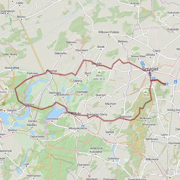 Miniatura mapy "Trasa Gravelowa przez Robaczyn i Bukówiec Górny" - trasy rowerowej w Wielkopolskie, Poland. Wygenerowane przez planer tras rowerowych Tarmacs.app