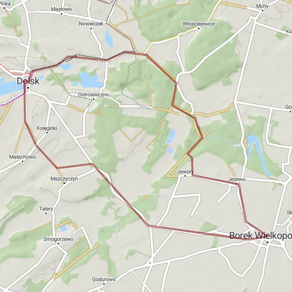 Miniatura mapy "Trzy Wiosny Gravel Adventure" - trasy rowerowej w Wielkopolskie, Poland. Wygenerowane przez planer tras rowerowych Tarmacs.app
