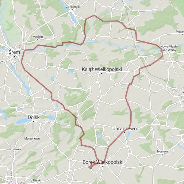 Miniatura mapy "Szlak rowerowy po drogach żwirowych" - trasy rowerowej w Wielkopolskie, Poland. Wygenerowane przez planer tras rowerowych Tarmacs.app