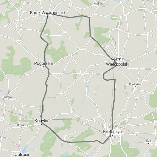 Miniatura mapy "Trasa Szosowa Bruczków - Karolew" - trasy rowerowej w Wielkopolskie, Poland. Wygenerowane przez planer tras rowerowych Tarmacs.app