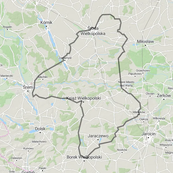 Miniatura mapy "Wycieczka przez Brzóstownię i Mieszków" - trasy rowerowej w Wielkopolskie, Poland. Wygenerowane przez planer tras rowerowych Tarmacs.app