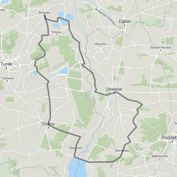 Map miniature of "Człopy and Niemysłów Excursion" cycling inspiration in Wielkopolskie, Poland. Generated by Tarmacs.app cycling route planner