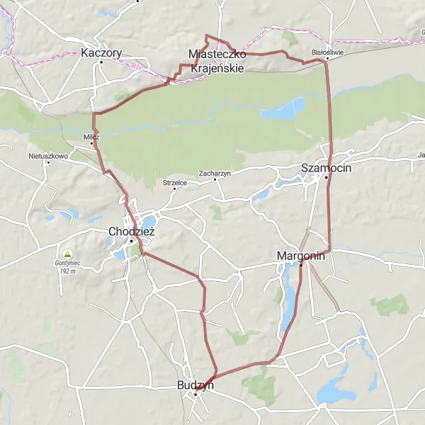 Map miniature of "Góra Talerz Gravel Adventure" cycling inspiration in Wielkopolskie, Poland. Generated by Tarmacs.app cycling route planner