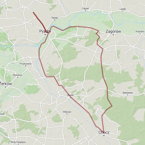 Miniatura mapy "Trasa Gizałki-Bukowe" - trasy rowerowej w Wielkopolskie, Poland. Wygenerowane przez planer tras rowerowych Tarmacs.app