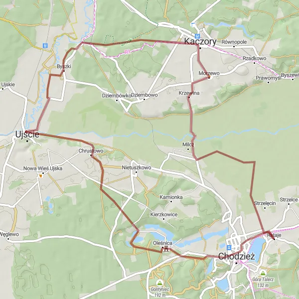 Miniatura mapy "Trasa gravelowa przez Łysą Górę" - trasy rowerowej w Wielkopolskie, Poland. Wygenerowane przez planer tras rowerowych Tarmacs.app