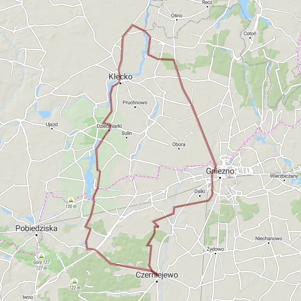 Miniatura mapy "Trasa gravelowa w okolicach Czerniejewa" - trasy rowerowej w Wielkopolskie, Poland. Wygenerowane przez planer tras rowerowych Tarmacs.app