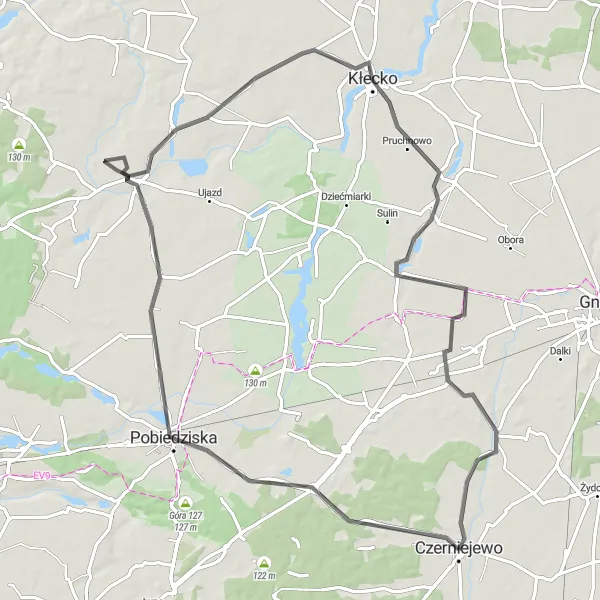 Miniatura mapy "Trasa Pobiedziska" - trasy rowerowej w Wielkopolskie, Poland. Wygenerowane przez planer tras rowerowych Tarmacs.app