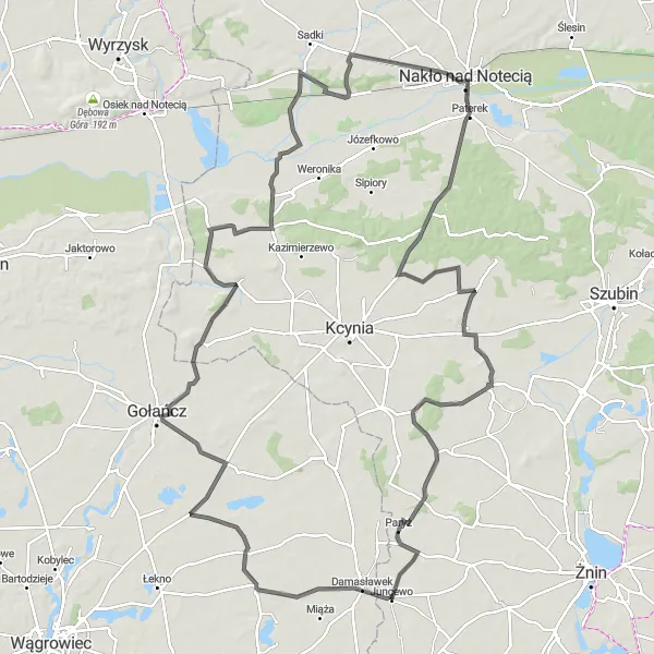 Miniatura mapy "Trasa Szczepice - Zalesie - Chraplewo - Juncewo" - trasy rowerowej w Wielkopolskie, Poland. Wygenerowane przez planer tras rowerowych Tarmacs.app