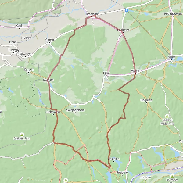 Miniatura mapy "Pęckowo i okolice" - trasy rowerowej w Wielkopolskie, Poland. Wygenerowane przez planer tras rowerowych Tarmacs.app