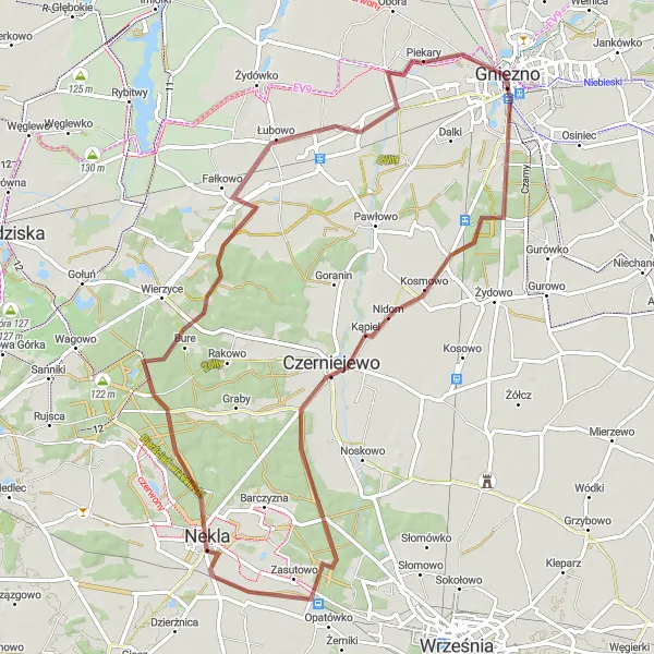 Miniatura mapy "Trasa Wzgórze Lecha - Fałkowo" - trasy rowerowej w Wielkopolskie, Poland. Wygenerowane przez planer tras rowerowych Tarmacs.app