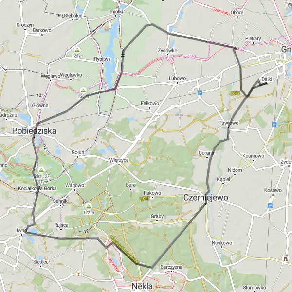 Miniatura mapy "Trasa rowerowa przez Czerniejewo i Pobiedziska" - trasy rowerowej w Wielkopolskie, Poland. Wygenerowane przez planer tras rowerowych Tarmacs.app