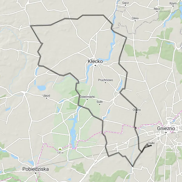 Miniatura mapy "Trasa Szosowa przez Wielkopolskę" - trasy rowerowej w Wielkopolskie, Poland. Wygenerowane przez planer tras rowerowych Tarmacs.app