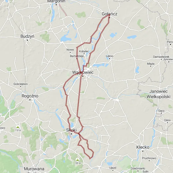 Miniatura mapy "Trasa gravelowa przez Roszkowo" - trasy rowerowej w Wielkopolskie, Poland. Wygenerowane przez planer tras rowerowych Tarmacs.app