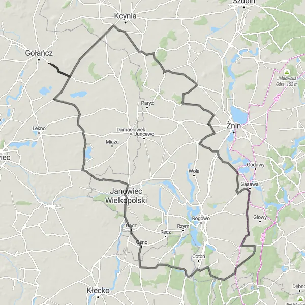 Miniatura mapy "Trasa przez Gogółkowo" - trasy rowerowej w Wielkopolskie, Poland. Wygenerowane przez planer tras rowerowych Tarmacs.app