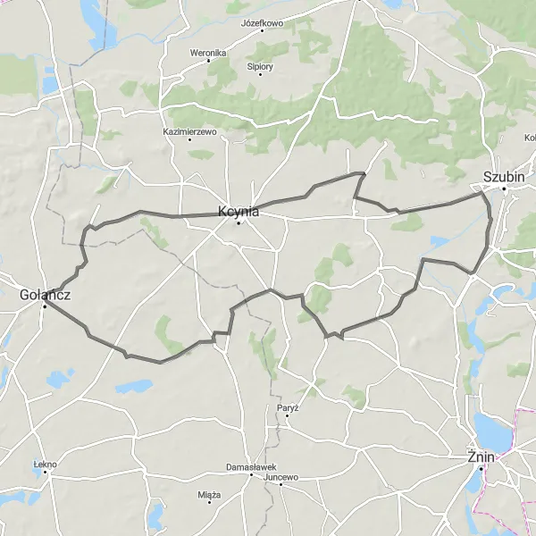 Miniatura mapy "Trasa przez Dziewierzewo i Słupy" - trasy rowerowej w Wielkopolskie, Poland. Wygenerowane przez planer tras rowerowych Tarmacs.app