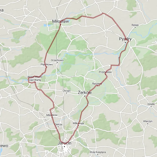 Miniatura mapy "Trasa Gravelowa do Kołaczkowa" - trasy rowerowej w Wielkopolskie, Poland. Wygenerowane przez planer tras rowerowych Tarmacs.app
