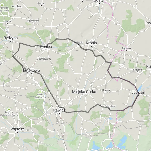 Miniatura mapy "Szlakiem Golejewka i Rawicz" - trasy rowerowej w Wielkopolskie, Poland. Wygenerowane przez planer tras rowerowych Tarmacs.app
