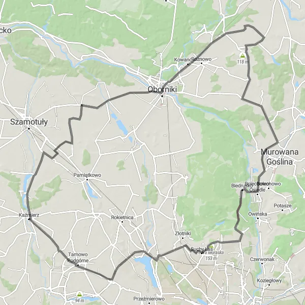Miniatura mapy "Wspaniała trasa rowerowa od Myszkowa do Suchego Lasu" - trasy rowerowej w Wielkopolskie, Poland. Wygenerowane przez planer tras rowerowych Tarmacs.app
