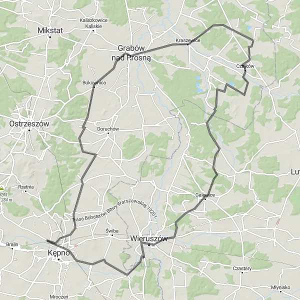 Miniatura mapy "Szlak przez Mikorzyn i Czajków" - trasy rowerowej w Wielkopolskie, Poland. Wygenerowane przez planer tras rowerowych Tarmacs.app