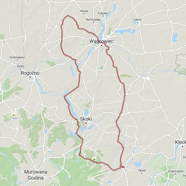 Miniatura mapy "Trasa Gravelowa do Niedźwiedzin" - trasy rowerowej w Wielkopolskie, Poland. Wygenerowane przez planer tras rowerowych Tarmacs.app