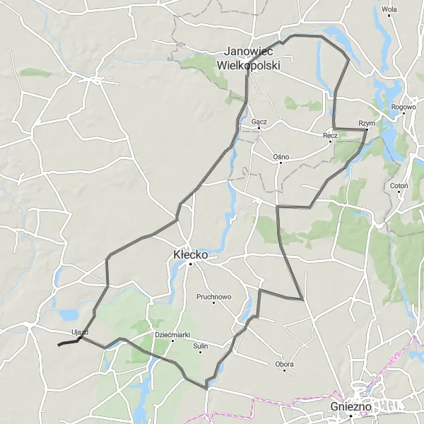Miniatura mapy "Trasa rowerowa w okolicach Kiszkowa" - trasy rowerowej w Wielkopolskie, Poland. Wygenerowane przez planer tras rowerowych Tarmacs.app