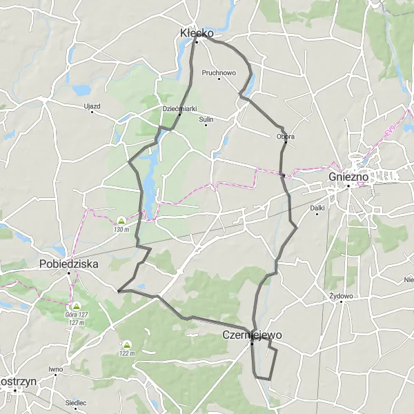 Miniatura mapy "Szlak do Imielna przez Czerniejewo" - trasy rowerowej w Wielkopolskie, Poland. Wygenerowane przez planer tras rowerowych Tarmacs.app
