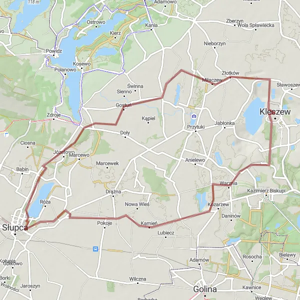 Miniatura mapy "Trasy rowerowe z Kleczewa - Gravel" - trasy rowerowej w Wielkopolskie, Poland. Wygenerowane przez planer tras rowerowych Tarmacs.app
