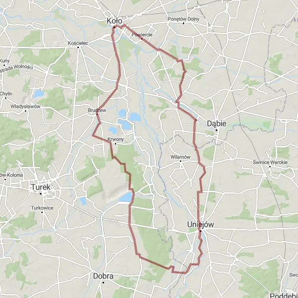 Map miniature of "Słomów Adventure" cycling inspiration in Wielkopolskie, Poland. Generated by Tarmacs.app cycling route planner