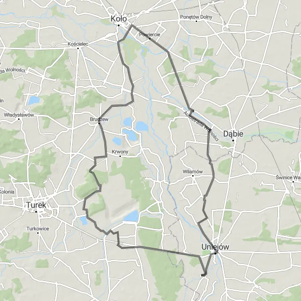Map miniature of "Chełmno Circuit" cycling inspiration in Wielkopolskie, Poland. Generated by Tarmacs.app cycling route planner
