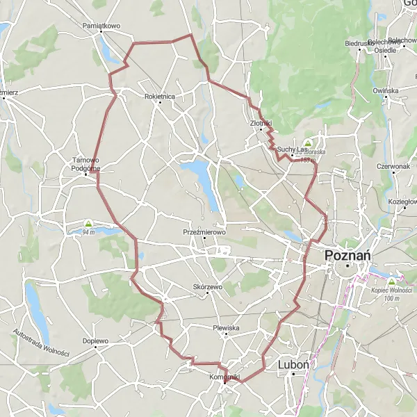 Map miniature of "Exploring Nature's Enchantment" cycling inspiration in Wielkopolskie, Poland. Generated by Tarmacs.app cycling route planner