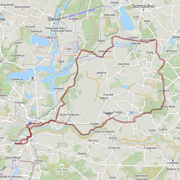 Miniatura mapy "Zwiedzanie Grąblina i Barc" - trasy rowerowej w Wielkopolskie, Poland. Wygenerowane przez planer tras rowerowych Tarmacs.app