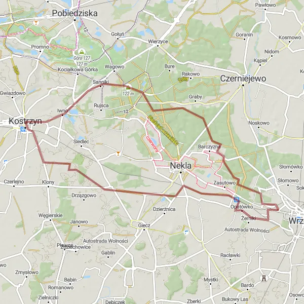 Miniatura mapy "Trasa do Podstolic przez Gułtowy" - trasy rowerowej w Wielkopolskie, Poland. Wygenerowane przez planer tras rowerowych Tarmacs.app