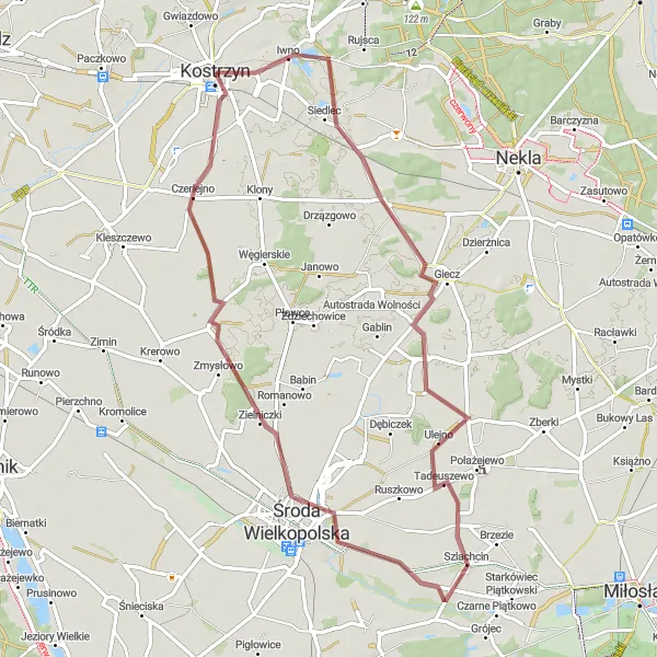 Miniatura mapy "Trasa do Gieczy i Górki Wojtaszaka" - trasy rowerowej w Wielkopolskie, Poland. Wygenerowane przez planer tras rowerowych Tarmacs.app