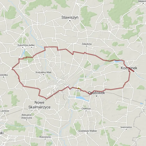 Miniatura mapy "Trasa gravelowa przez Rajsko i Boczków" - trasy rowerowej w Wielkopolskie, Poland. Wygenerowane przez planer tras rowerowych Tarmacs.app