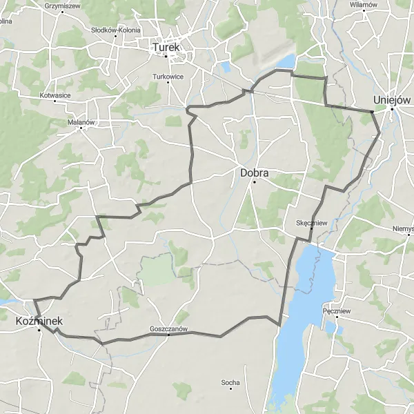 Miniatura mapy "Trasa dookoła Koźminka" - trasy rowerowej w Wielkopolskie, Poland. Wygenerowane przez planer tras rowerowych Tarmacs.app
