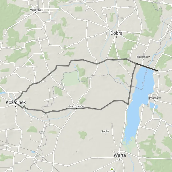 Miniatura mapy "Trasa dookoła Liskowa" - trasy rowerowej w Wielkopolskie, Poland. Wygenerowane przez planer tras rowerowych Tarmacs.app