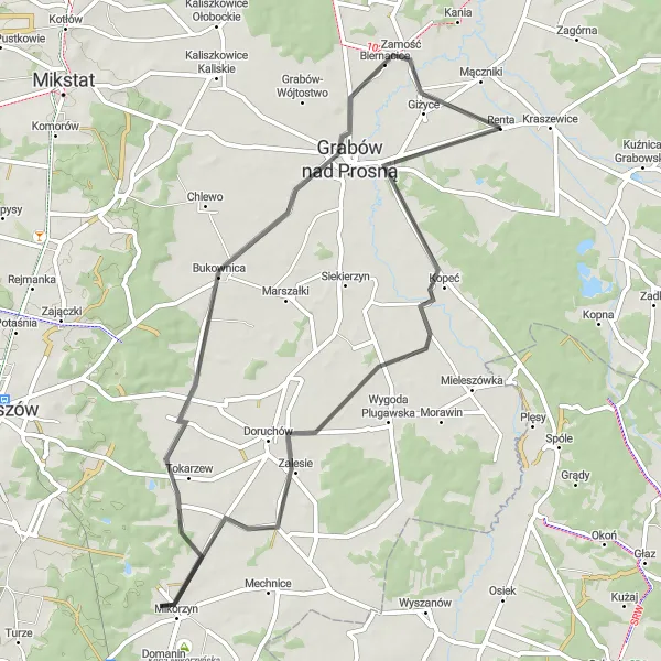 Miniatura mapy "Trasa rowerowa przez Bobrowniki" - trasy rowerowej w Wielkopolskie, Poland. Wygenerowane przez planer tras rowerowych Tarmacs.app